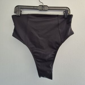 TA3 High Waist Black Bikini Bottoms High Cut Kini Women Swim Swimsuit Large L